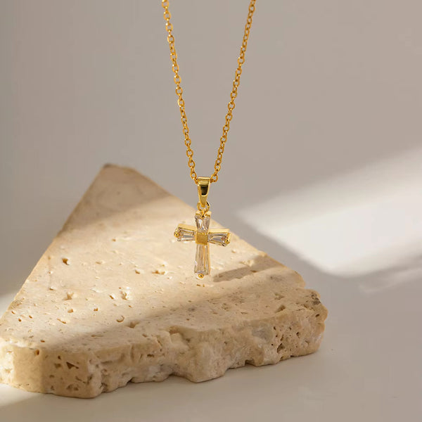 Clear Cross Necklace