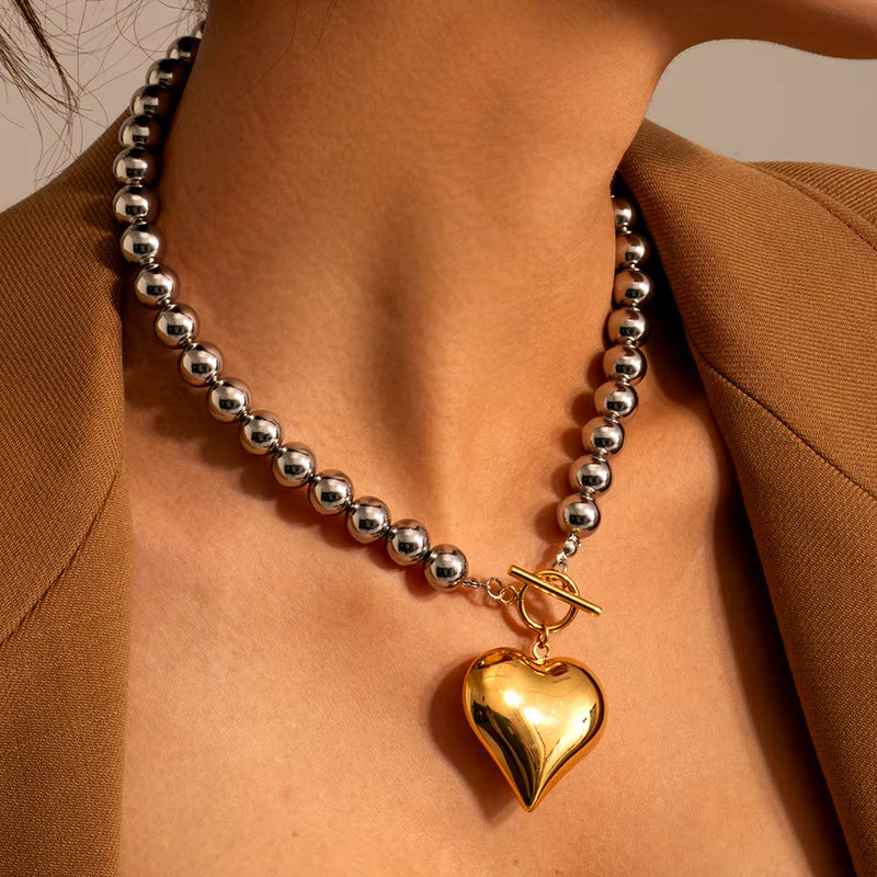 Two Tone Heart of Gold Necklace