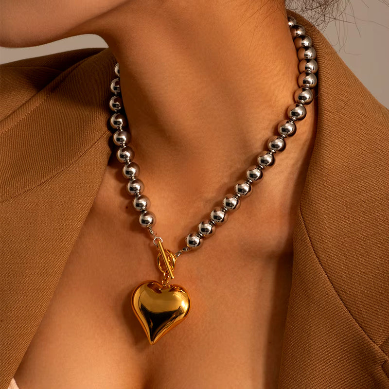 Two Tone Heart of Gold Necklace