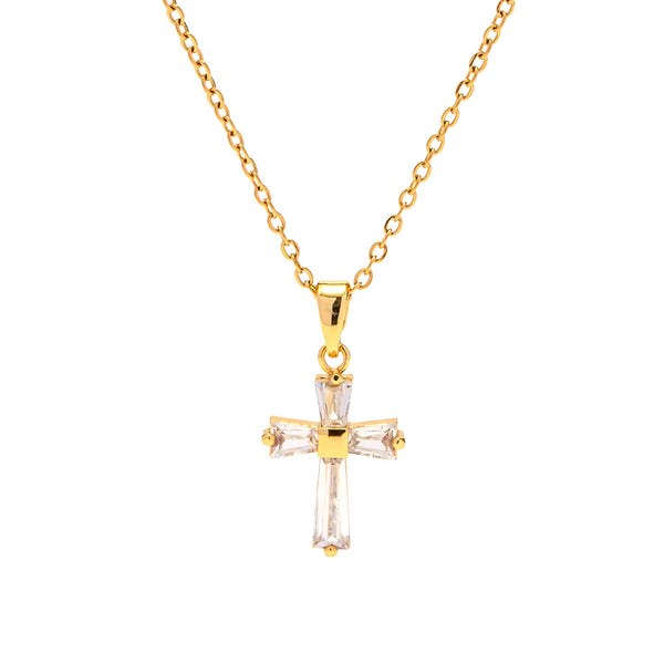 Clear Cross Necklace