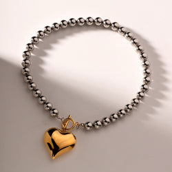 Two Tone Heart of Gold Necklace