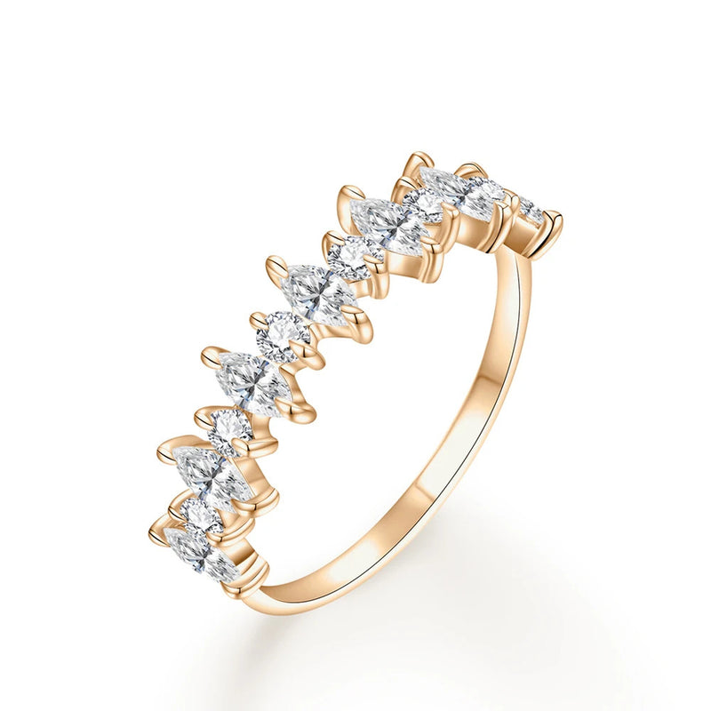 New York Marquise Moissanite Ring- Solid Gold